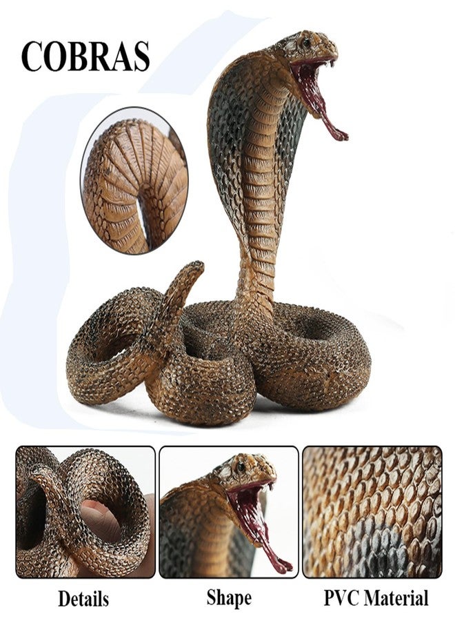 EOIVSH Realistic King Cobra Toy - Fake Snake Toy Figurine- Wild Life Safari Animal Figure for Kids, Great for Garden Decor Scary Birds Halloween Prank Props - Image 3